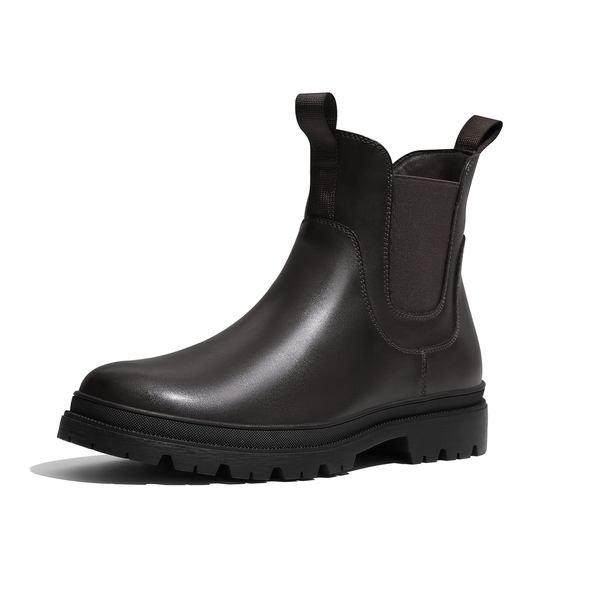 Men's  Vegan Leather Chelsea Boots - DARK BROWN -  0